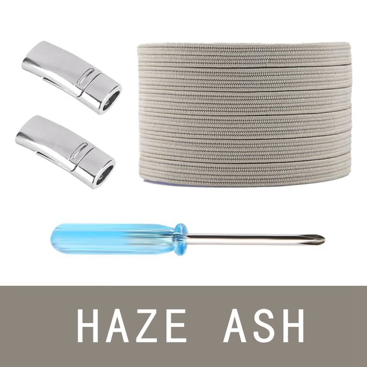 HAZE ASH 1 пара шнурки без завязок плоские эластичные шнурки для обуви для детей и взрослых кроссовки шнурки быстро ленивые шнурки 24 цвета шнурки - Цвет: HAZE ASH