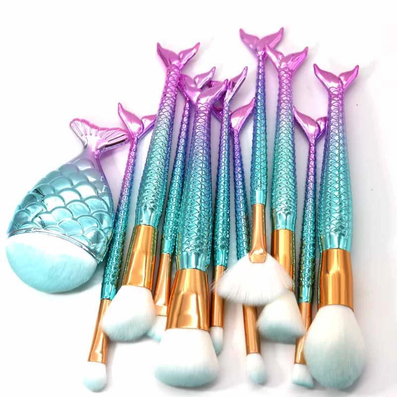 

1/10/11 Pcs Mermaid Make-up Kwasten Foundation Wenkbrauw Eyeliner Blush Poeder Concealer Make-up Kwasten Set Maquillaje