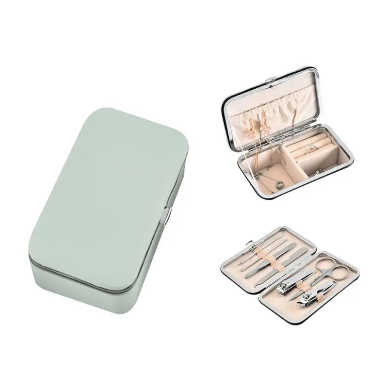 

Jewelry Box Ring Stud Earrings Necklace Container Multi-function Storage Case with Nail Trimming Tool Nails Clipper