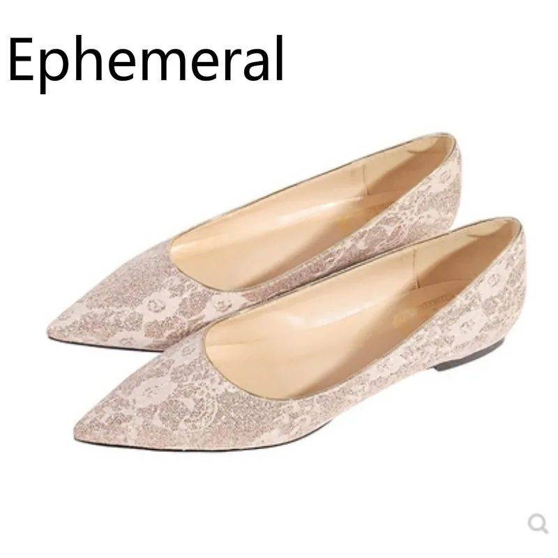 

Lady cute Dazzling Pointy Toe Plus size 33-45 Flats No Heels Women Slip-on Sophia Webster Party Shoes comfortable Single Shoes