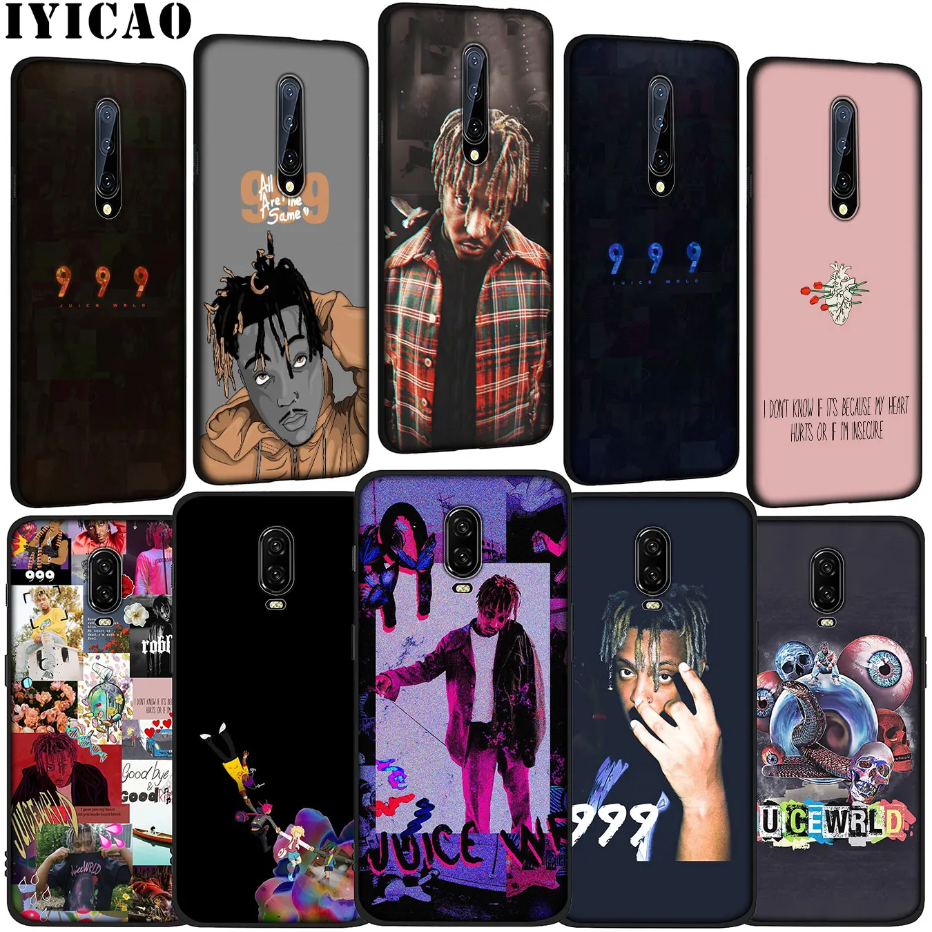 IYICAO Juice WRLD Soft Silicone TPU Black Phone Case for OnePlus 7T 7 Pro 6T 6 5T 5 One Plus 7Pro Cover |