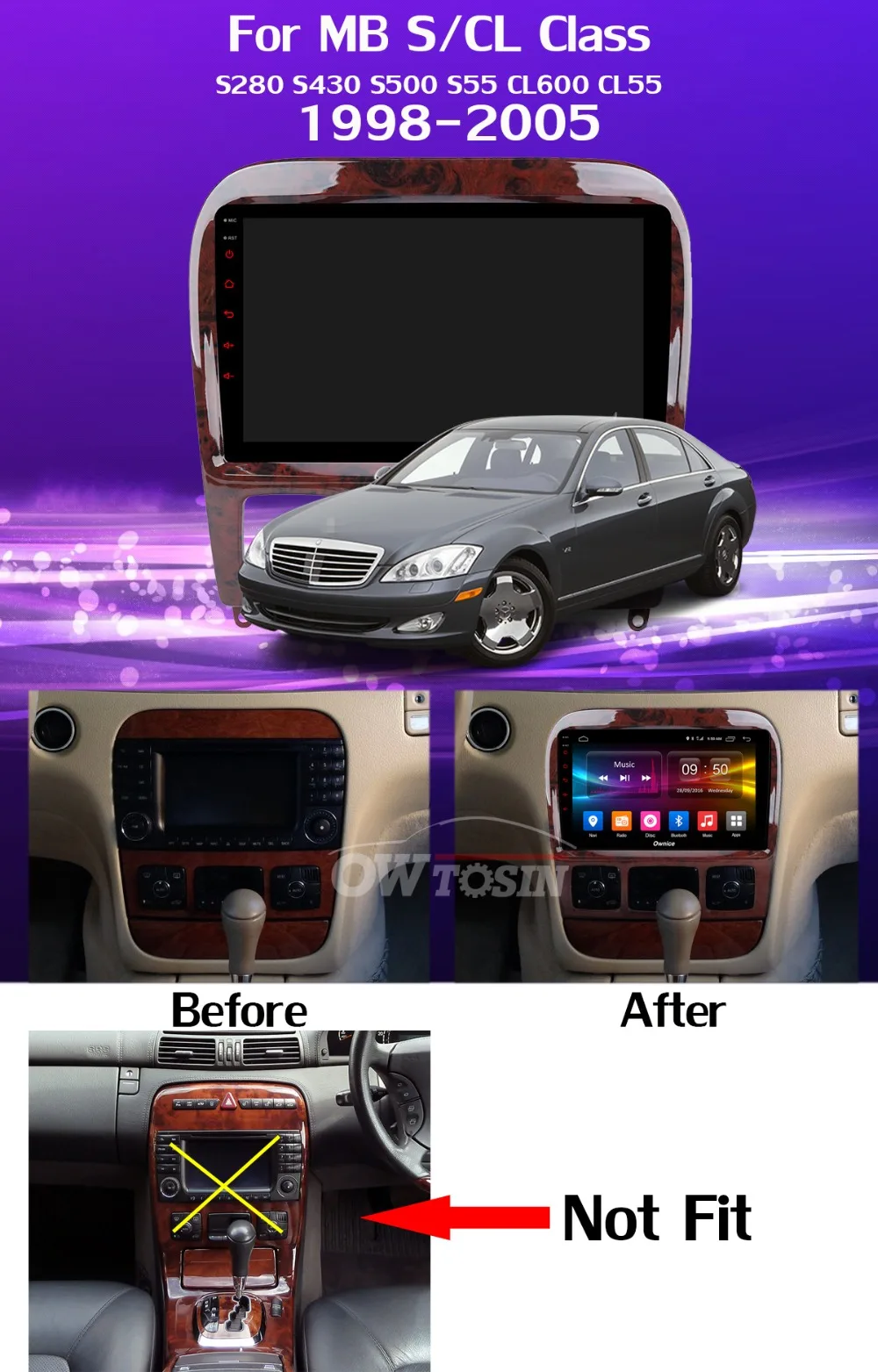 Flash Deal 360°4×Camera 4G WiFi Android 9.0 4G+64G GPS Radio CarPlay SPDIF DSP Car Multimedia Player For Mercedes Benz S CL Class W220 W215 7