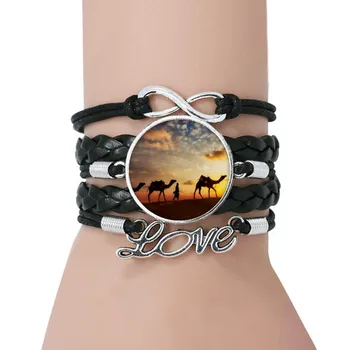 

All the Way to the Silk Road Camel Desert Bracelet Love Black Twisted Leather Rope Wristband