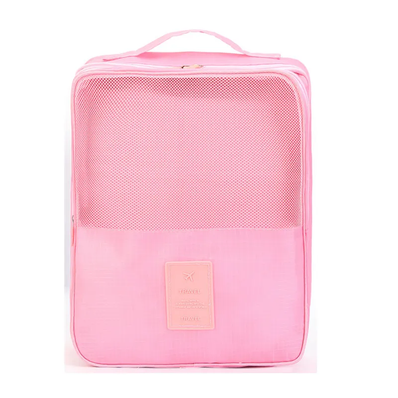 Портативный водонепроницаемый мешок для обуви дорожная сумка переносная обувь Органайзер сортировочный мешок на молнии сумка для хранения вещей - Цвет: pink