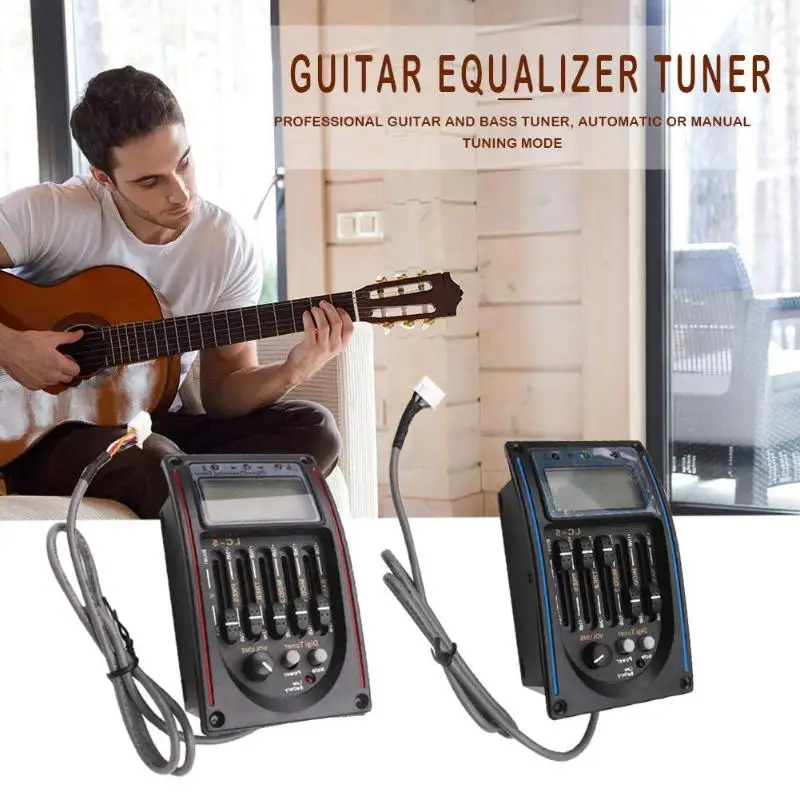 

LC-5 Guitar Pickup Automatic Manual Tuning Dual Mode EQ Tuner Acoustic Guitar Preamp Equalizer Guitar Parts Accessories