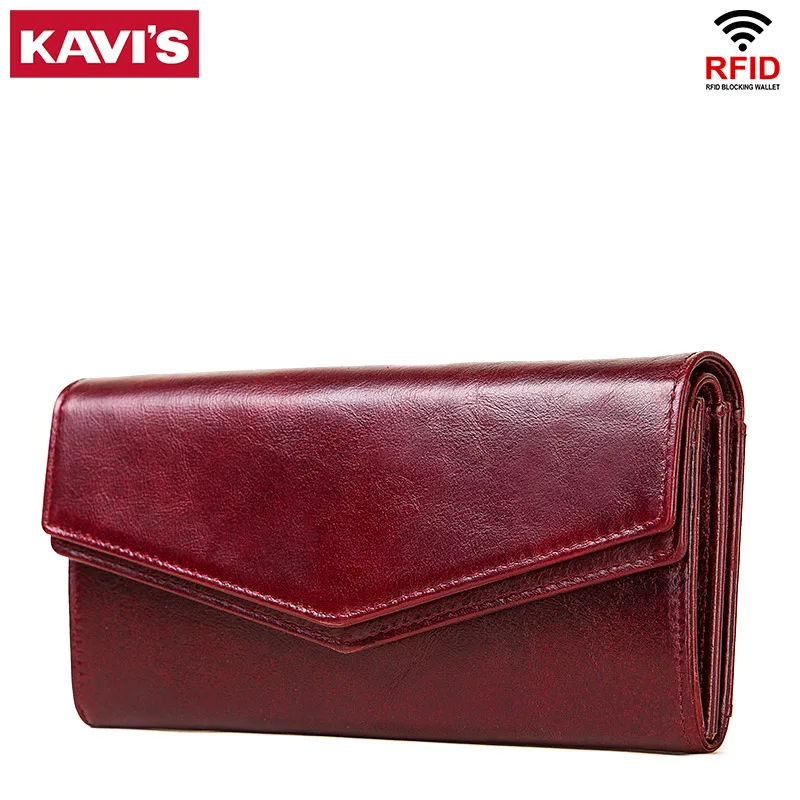 KAVIS, вместительный кошелек из натуральной кожи, Женский кошелек для монет, Женский кошелек, клатч, зажим, сумка для денег, держатель для карт, удобный, Perse