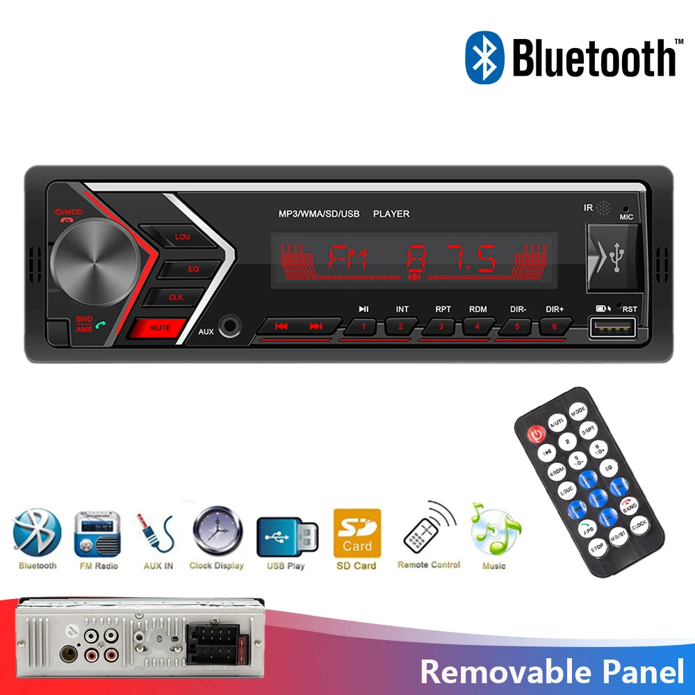 Ausek Car Radio 1din Autoradio Aux Input Receiver Bluetooth Stereo Radio Mp3 Multimedia Player Support Fm Mp3 Wma Usb Sd Card Car Radios Aliexpress