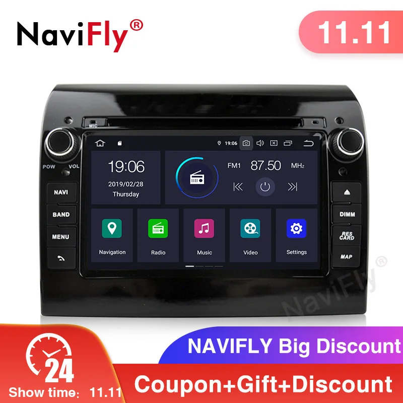 Sale NaviFly Android 9.0  Octa Core CAR DVD GPS navigation player For FIAT DUCATO car RADIO stereo player with WIFI support OBD DAB 0