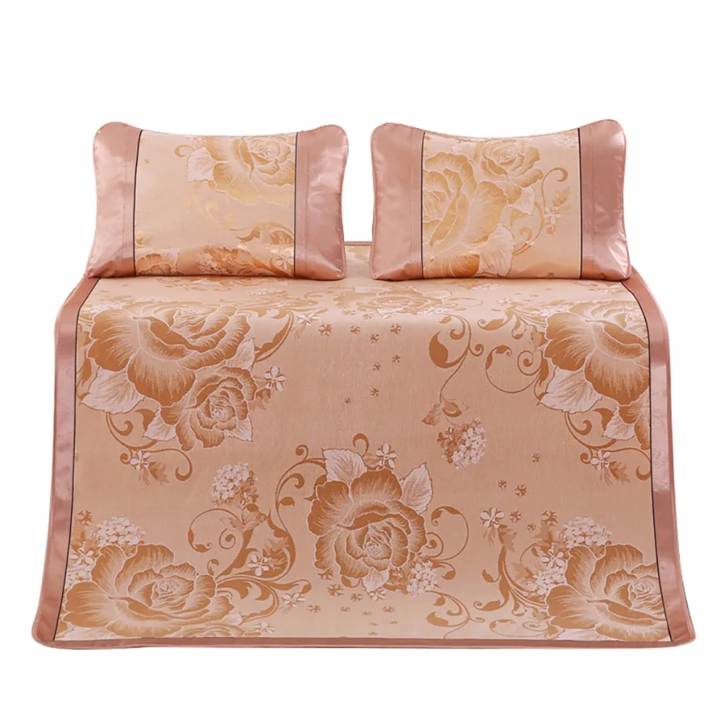  Breathable Ice Silk Sleeping Crib Mattress Mat Summer Cool Pad with Pillow Mattress Mat Summer Bed 