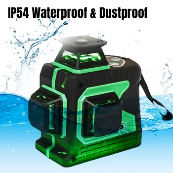 

360 Rotary Measure 3D 12 Line Green Light Laser Level Auto Self Leveling Horizontal Vertical Cross Self-Leveling Stability