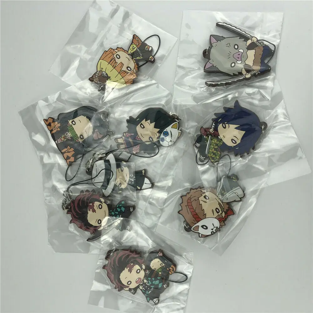 Аниме демон убийца Kimetsu no Yaiba резиновый брелок для ключей гоночные ремни Косплей