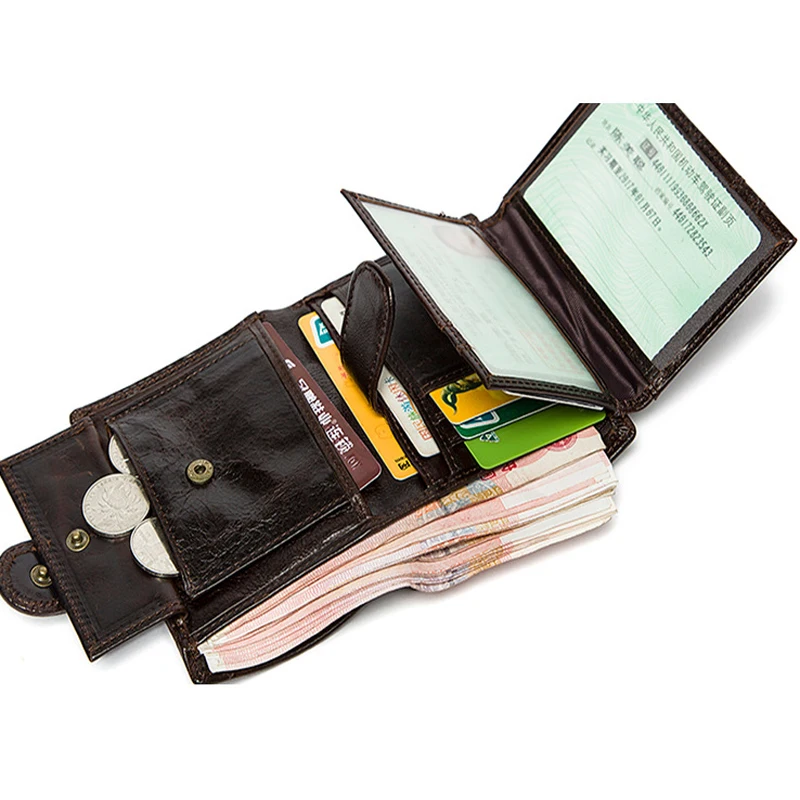 Мужской кошелек из натуральной кожи, короткий модный винтажный кошелек, портмоне Prokect, много карт, кошельки, большая емкость, сумка для денег, мужские кошельки