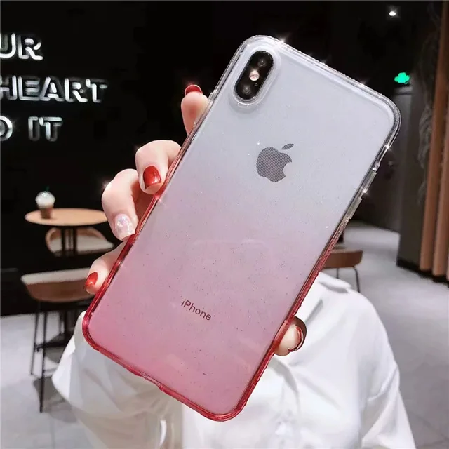 Милый Блестящий Мягкий силиконовый чехол для iPhone X XS XR XS Max 11 Pro Max Bling чехол-бампер с алмазами цветной чехол на iPhne 6 6S 7 8 Plus - Цвет: Красный