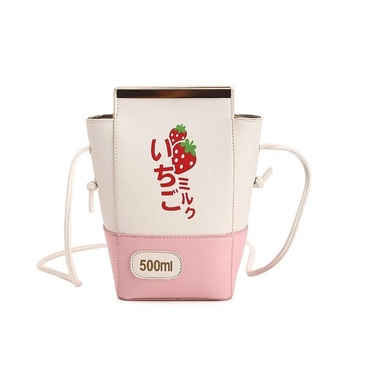 

2018 summer new funny pu female bag small square bag milk box bag shoulder Messenger bag mobile phone bag