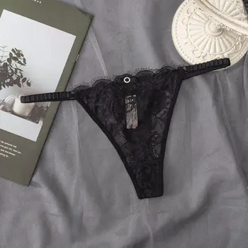 Women Sexy Lace Panties String Transparent Underwear Hollow Out Thong Sex Low Waist Seamless Briefs Lingerie 4