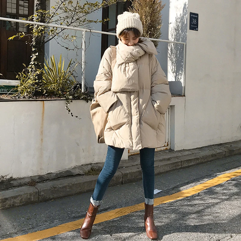 Fitaylor New Winter Scarf Big Size Jacket Women 90