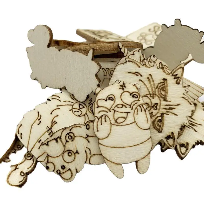 

50PCS 30MM Animal Shaped Wood DIY Crafts Scrapbook DIY for Home Decor Natural Wooden Ornaments Accessories Embellishment