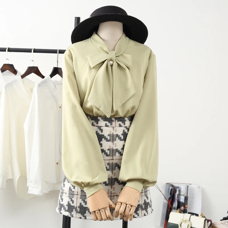 

Chiffon shirt top 2020 new spring Korean women's design sense niche shirt retro lantern sleeve loose blouse