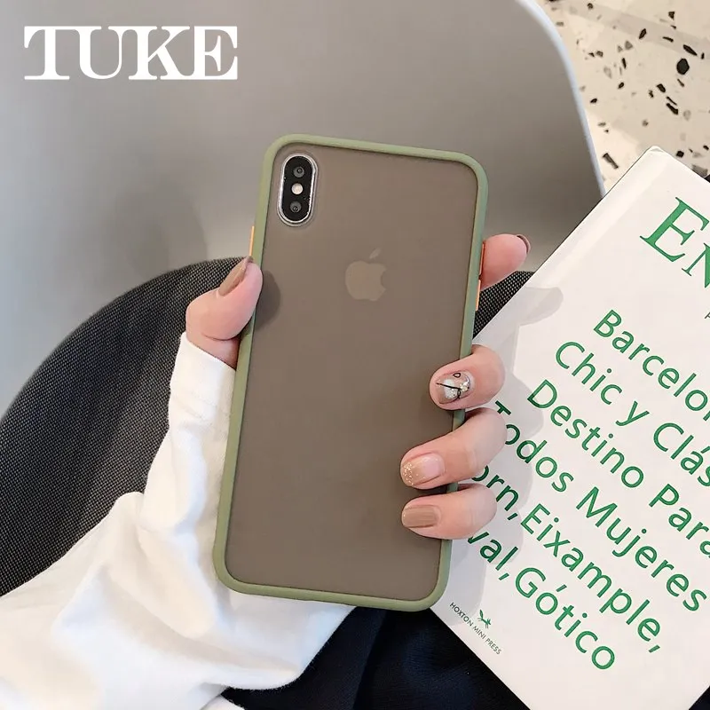 Matte Frosted Phone case for OPPO A1K A7 A5S AX7 A9 F11 K3 Semi Transparent TPU Frame Realme C2 X | Мобильные телефоны и