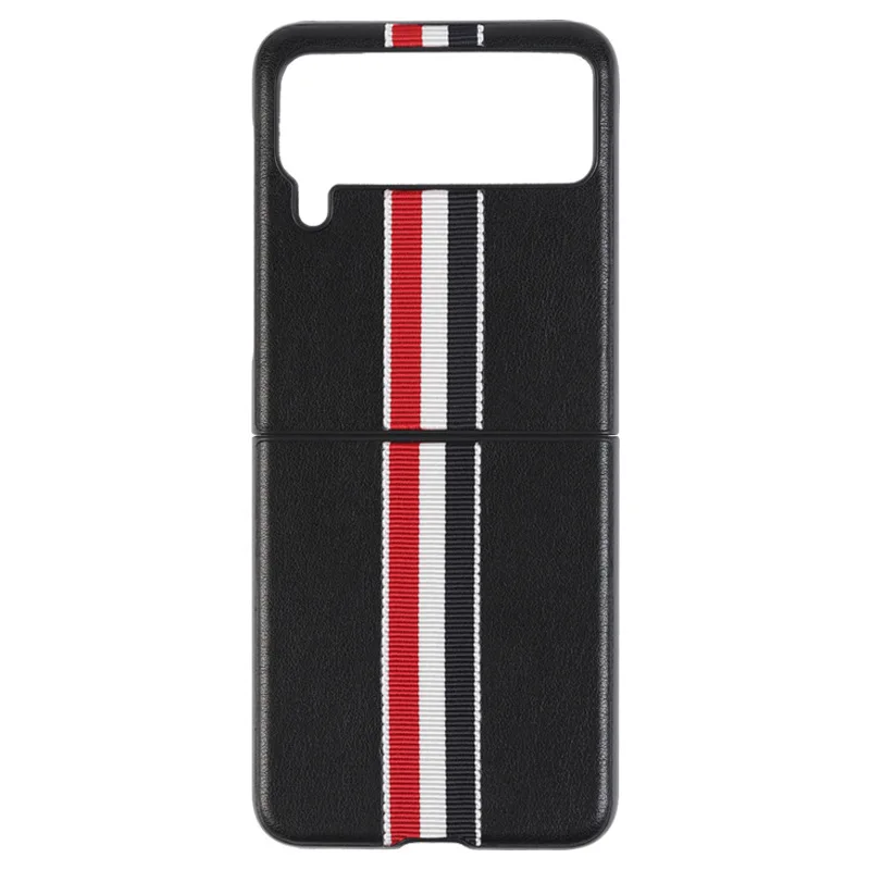 2021 Fashion stripe Litchi grain Cross pattern case for Samsung Galaxy Z Flip 3 Cover Anti-knock luxury leather Cases for Flip3 silicone case for samsung Cases For Samsung