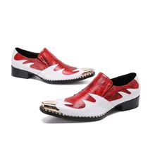 

British Patent Leather Mens Shoes Casual Cowhide Business Pointed Red Brogue Wedding