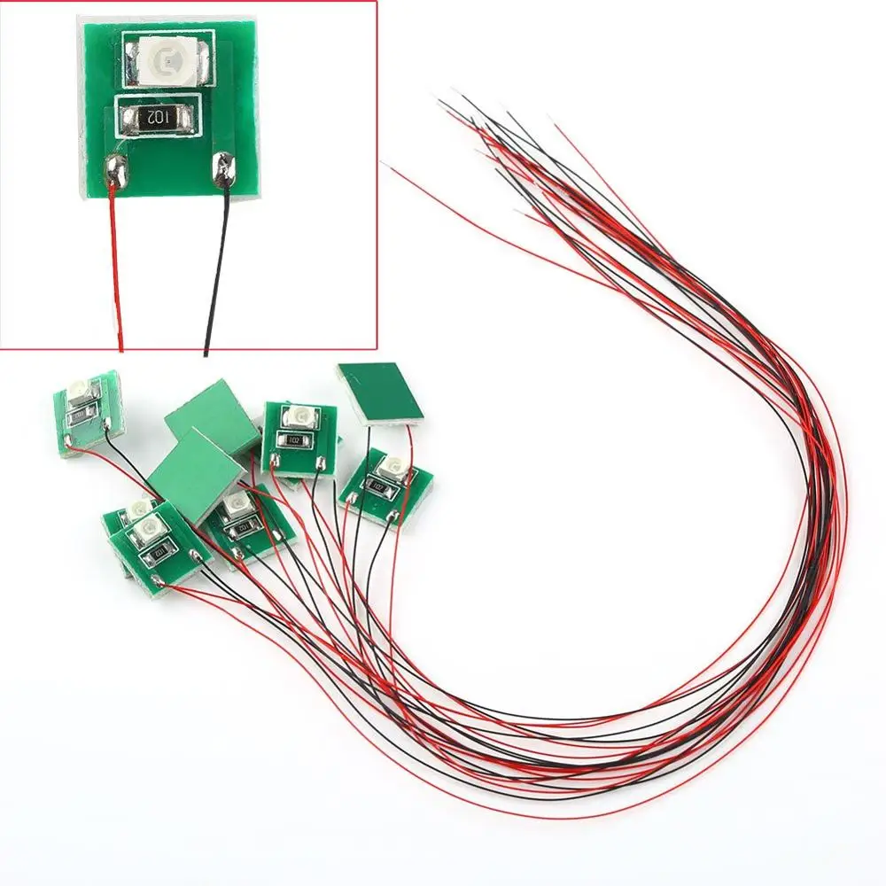 DD00W 10 шт. Предварительно проводной яркий белый SMD 3528 Светодиодный светильник 12 В ~
