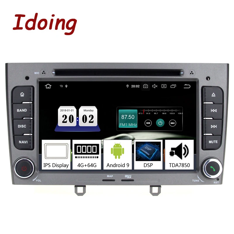 Idoing 7 дюймов 2Din автомобильный Android 9,0 Радио мультимедийный плеер для peugeot 308 PX5 4G+ 64G 8 ядерный ips экран gps навигация TDA7850