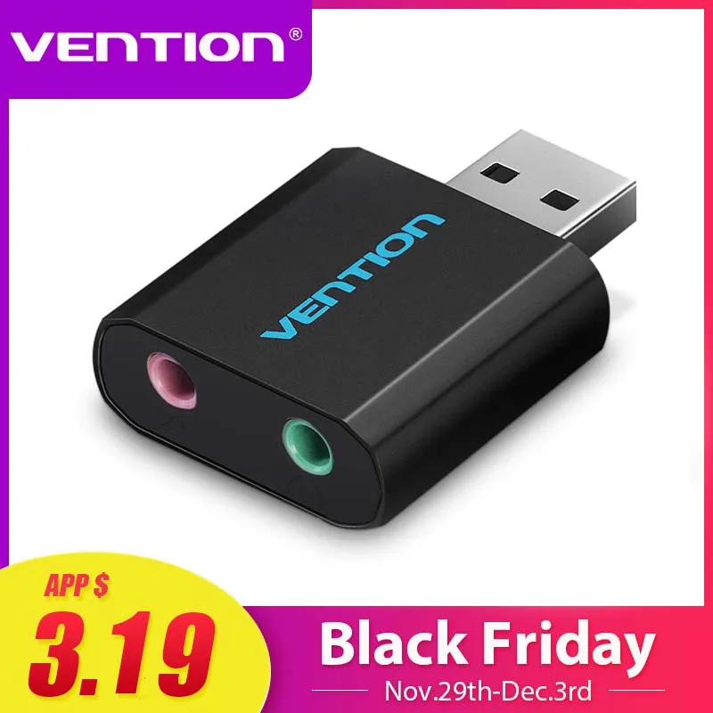 

Vention Free Drive USB 2.0 External Sound Card 5.1 Channel Al Mg Alloy USB External Computer Sound Card for Windows/Linux/ Mac