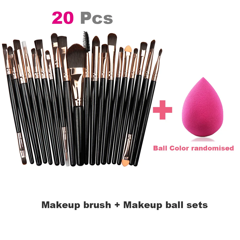 Black RG and Ball 15, 20 шт., кисти для макияжа, наборы, GraySwan, основа, пудра, косметика, румяна, тени для век, для женщин, красота, блеск, кисти для макияжа, инструмент - Handle Color: Black RG and Ball