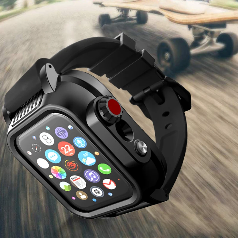 IP68 Watchproof Обложка для наручных часов, ремешок для Apple Watch Series 5 4 40/44 мм камуфляж каучуковый ремешок для Apple Watch Series 3 2 1 браслет CAMO