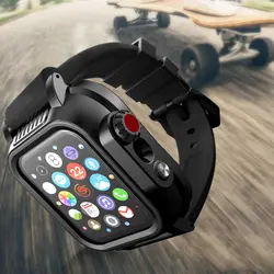 Для Apple Watch Series 5 4 40/44 мм камуфляж каучуковый ремешок IP68 Watchproof чехол для часов Ремешок для Apple Watch серии 3/2/1 браслет CAMO