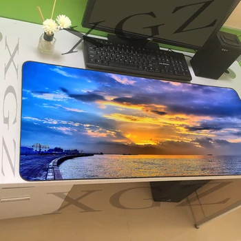 

XGZ Seaside Sunset Landscape Large Game Mousepad PC Computer Player Mouse Pad Desk Fixed Edge for CS GO LOL Dota