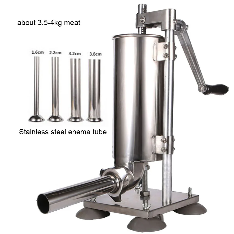 3.5-4kg meat Manual Sausage Syringe Stainless Steel Sausage Filler Kitchen Meat Stuffing Preparation Salami Making Sausage Maker manual cake cream decorating sets cookie press kit making machine nozzles mold pastry syringe extruder kitchen baking tools