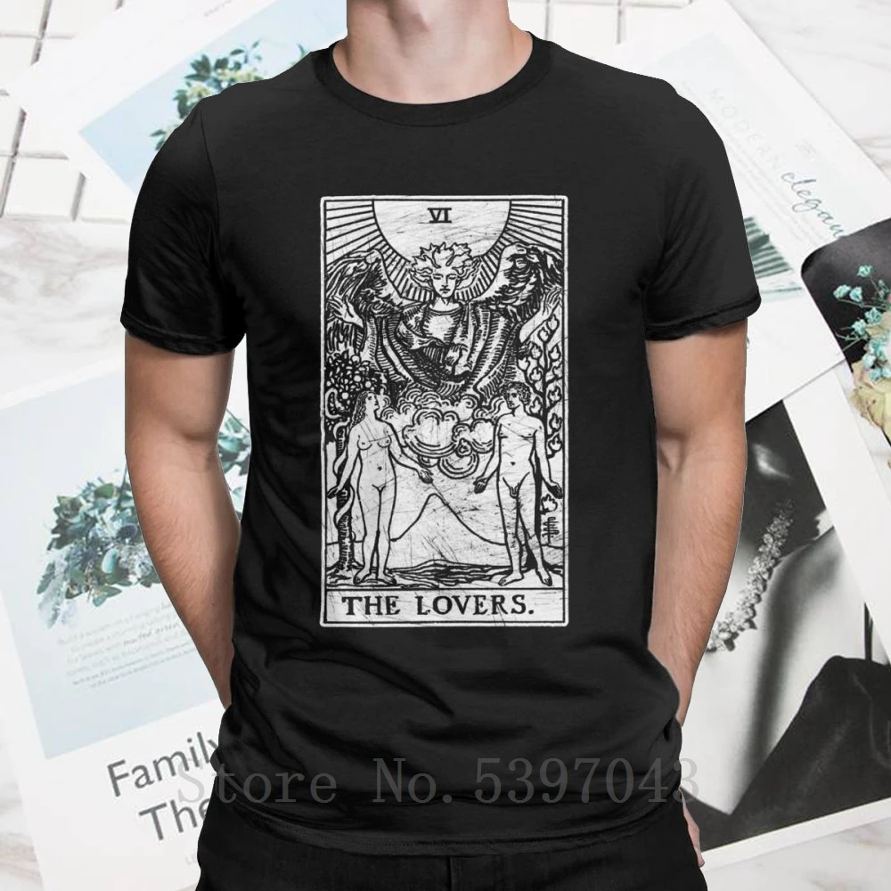 The Lovers Tarot Card Major Arcana Fortune Telling оккультная футболка мужские футболки хлопковые на