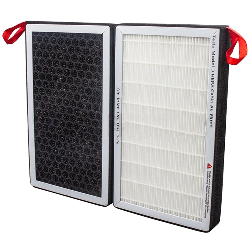 

2pcs/set Activated Carbon Filter Screen HEPA Filter Element for Tesla Model 3 Q39F