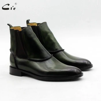 

cie Deep Green Full Grain Calf Leather Chelsea Boot With Leather Sole Men's Boot Plain Round Toe Spring Autumn Winter Boot A210