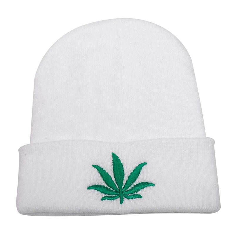 New Fashion Men Women Winter Weed Leaf Beanie Hats Warm Hip Hop Punk Knitting Winter Hat For Women Autumn Woolen Cap Skullies