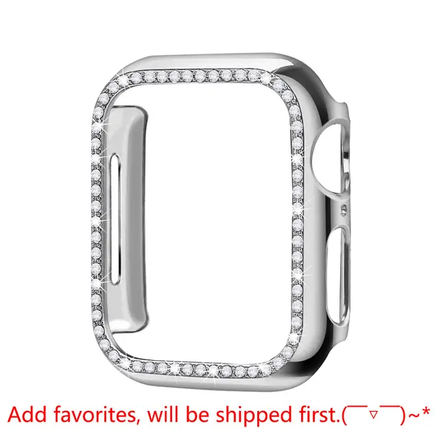 Diamond Bumper Protective Case for Apple Watch Cover Series 7 SE 65432 38MM 42MM For Iwatch 40mm 44mm Smart Bracelet Accessories Silver