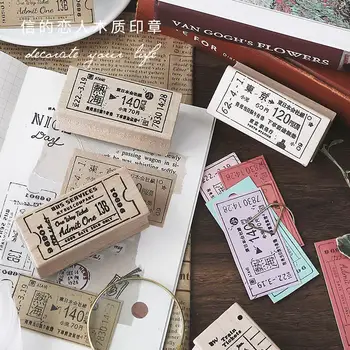 

Vintage Ticket Travel Series Decoration Stamp Wooden Rubber Stamps for Scrapbooking Stationery DIY Craft Standard Stamp