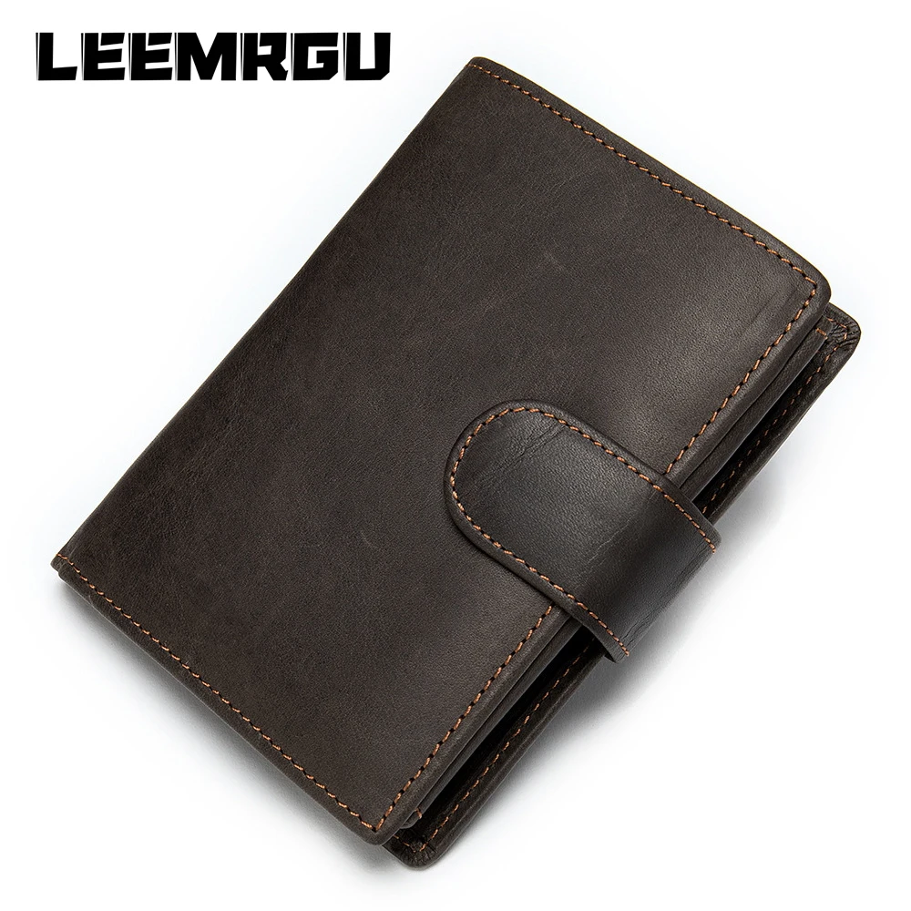 

Genuine Men Casual Retro Leather Wallet Short Multi-function Large-capacity Brand High-quality designer Buckle Zipper Coin Purse