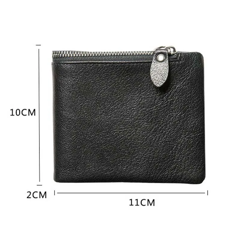 Men's Short Super Thin Wallet Genuine Leather Horizonal Zipper Small Wallet Manual Card Wallet Cowhide Male Purse Large Capacity