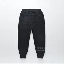 0933-17 Зимние новые стильные повседневные тонкие брюки с бархатной подкладкой и эластичной резинкой на талии для мальчиков