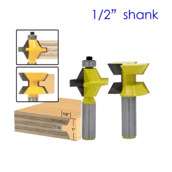 

2pc 1/2" Shank Router Bit Set Woodworking Groove Chisel Cutter Tool120 Degree