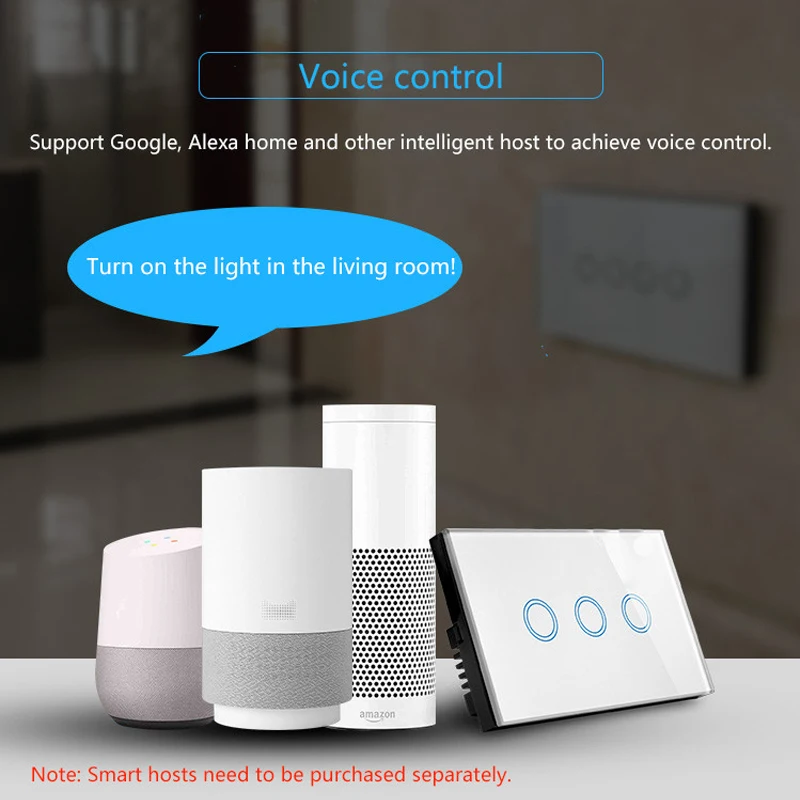 Умный Wi Fi переключатель ASEER Smart Home US 3 Gang 220v панель из закаленного хрустального