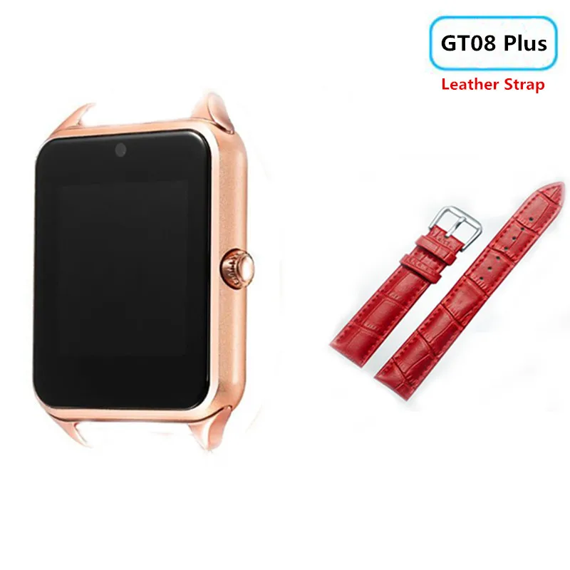 GT08 Plus Red Смарт-часы Z60, металлические часы GT08 Plus, кожаный ремешок, часы с поддержкой sim-карты TF, Bluetooth, Push Message для всех телефонов Android - Цвет: GT08 Plus Red