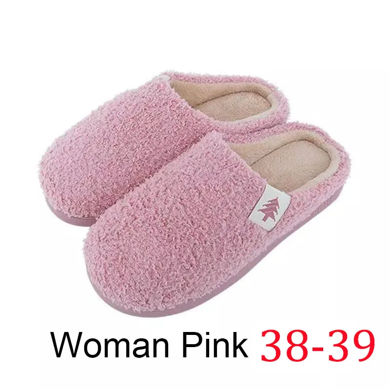 pink 38-39 Xiaomi Mijia Top Shu/Нескользящие зимние тапочки; домашние мужские и женские теплые тапочки; хлопковые комнатные женские тапочки; плюшевые Тапочки - Цвет: pink 38-39