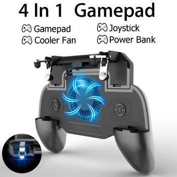 

2020 Mobile GamePad Joystick For PUBG Cooler Fan L1 R1 Shooter Controller Handle Smartphone Trigger with 2000mAh Power Bank