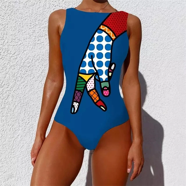 Sexy Print One Piece 2022 Swimsuit Closed Large Size Swimwear Push Up Women Flower Vintage Body Swim Beach Pool Bathing Suit 5