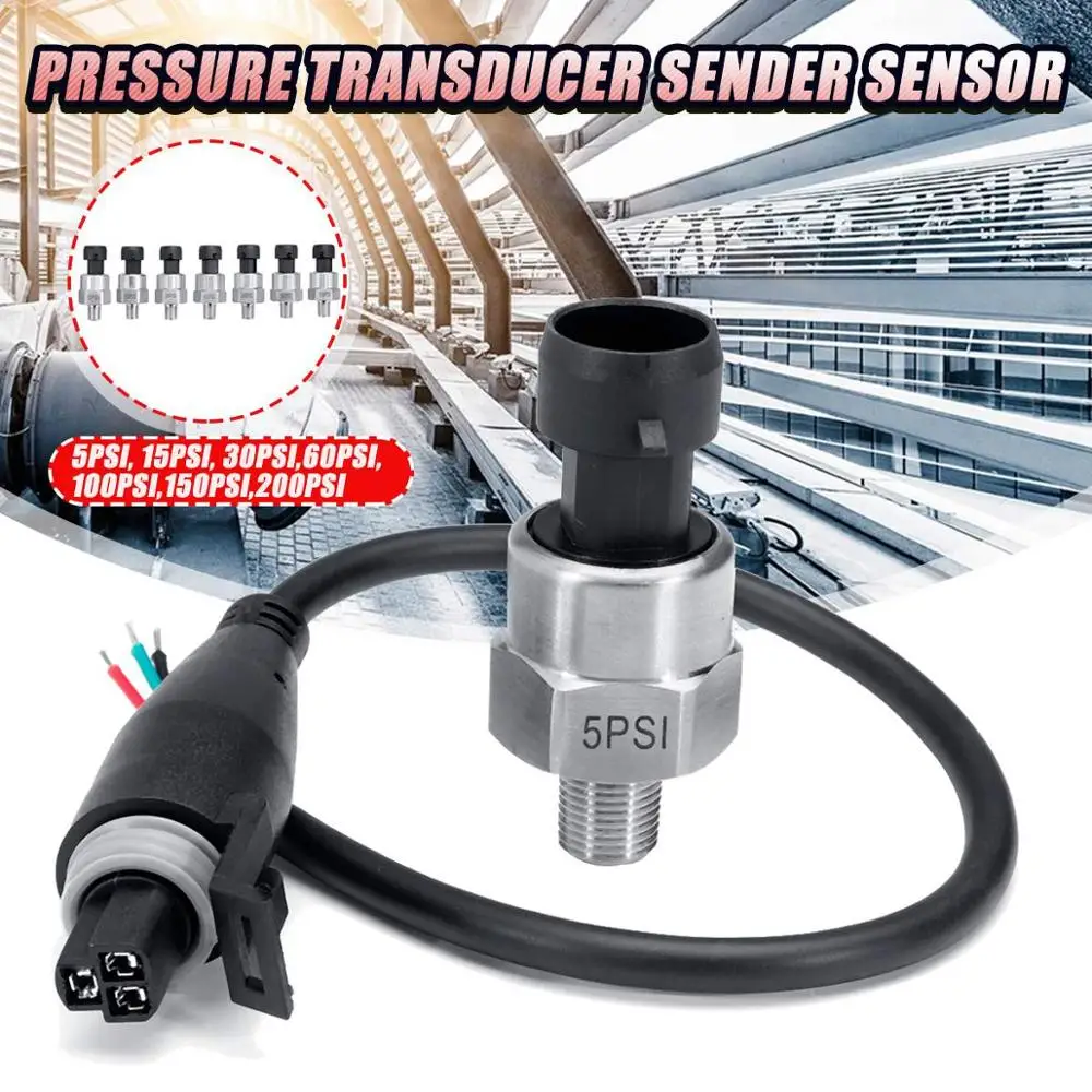 5V Pressure Transducer or Sender 30psi-1600Psi for Fuel Diesel Oil Air Water 
