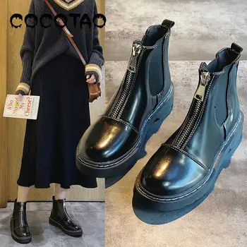 

Martin Boots Female British Wind 2019 Autumn New Black Wild Ins Fashion Handsome Locomotive Zipper Harajuku Style Womens Ankle